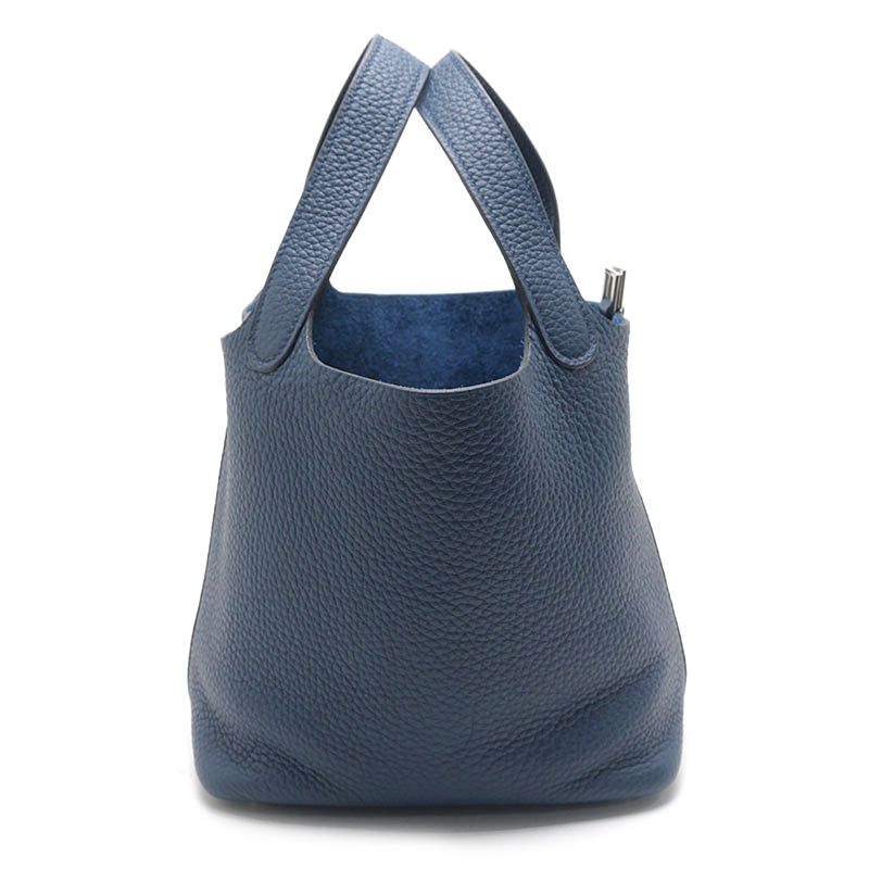 Hermes Picotin Lock PM Handbag Navy Silver — view 3