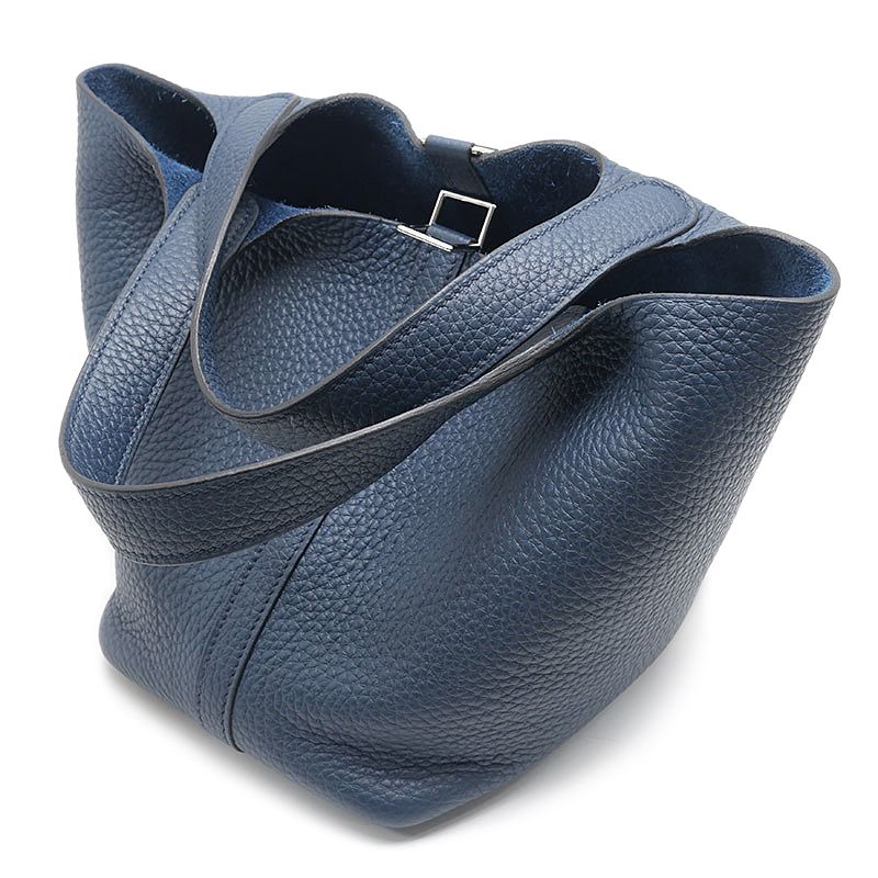 Hermes Picotin Lock PM Handbag Navy Silver — view 2