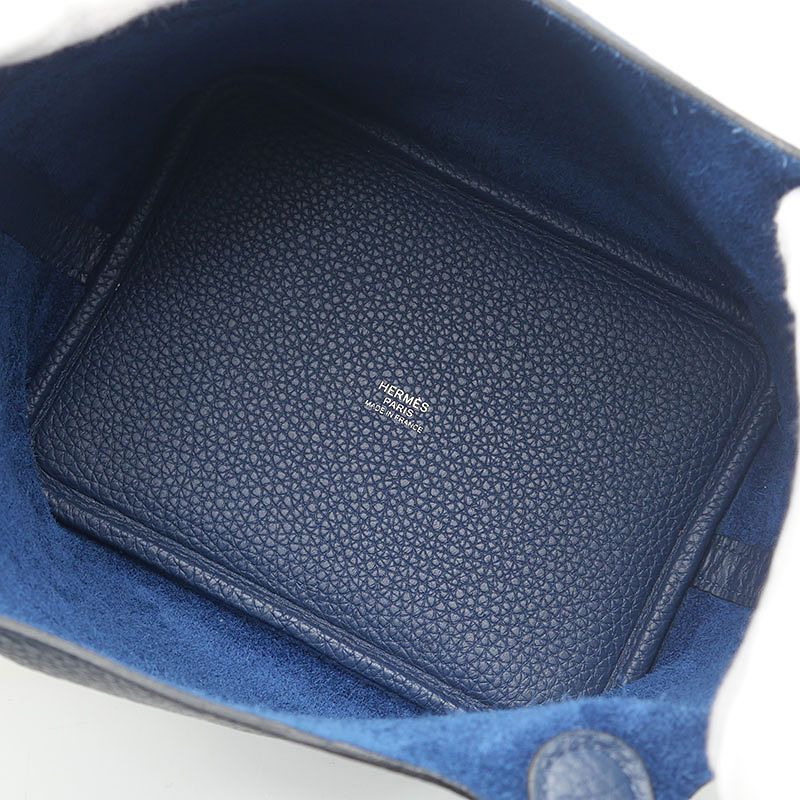 Hermes Picotin Lock PM Handbag Navy Silver — view 7