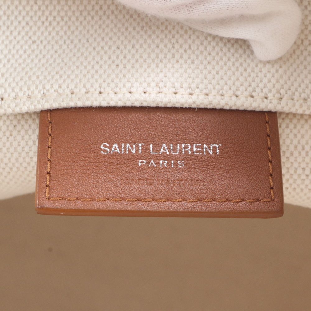 Saint Laurent Rive Gauche Leather Canvas 2-Way Shoulder Bag Crossbody Hand — view 9