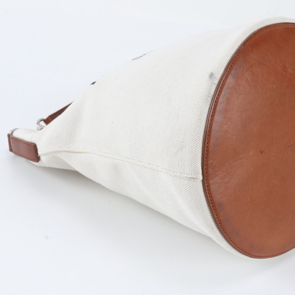 Saint Laurent Rive Gauche Leather Canvas 2-Way Shoulder Bag Crossbody Hand — view 7
