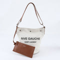 Saint Laurent Rive Gauche Leather Canvas 2-Way Shoulder Bag Crossbody Hand