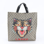 Gucci GG Supreme Angry Cat Tote Business Leather