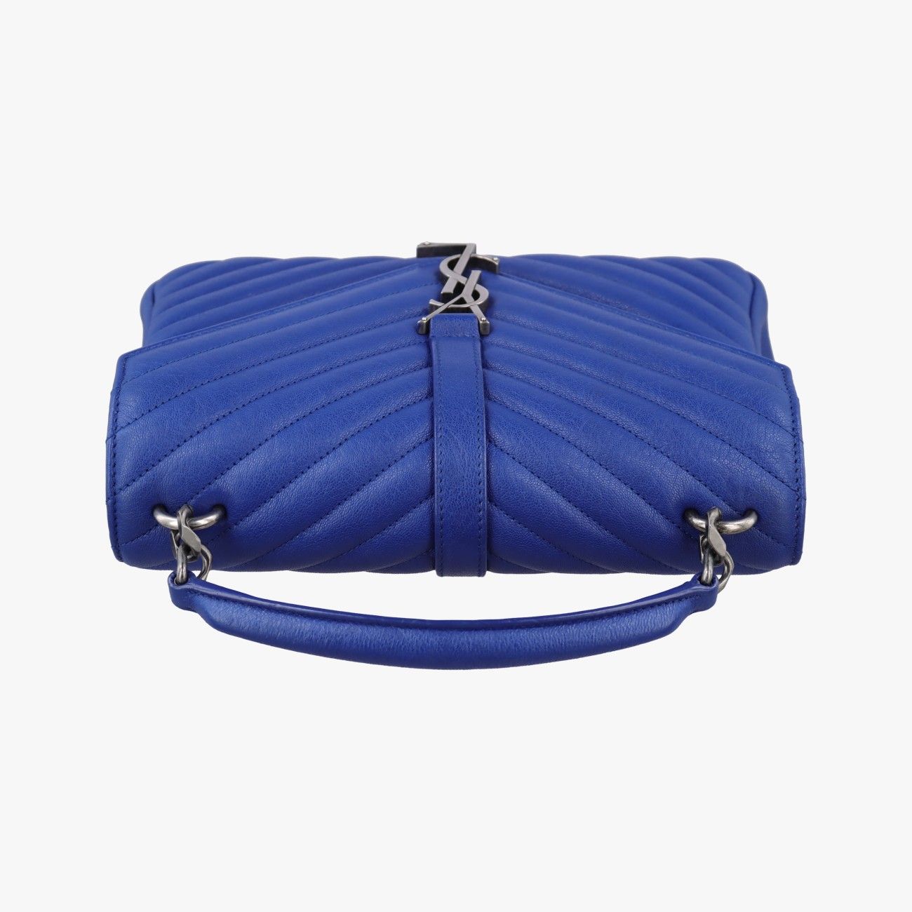 Saint Laurent Carre Blue Leather Shoulder — view 8