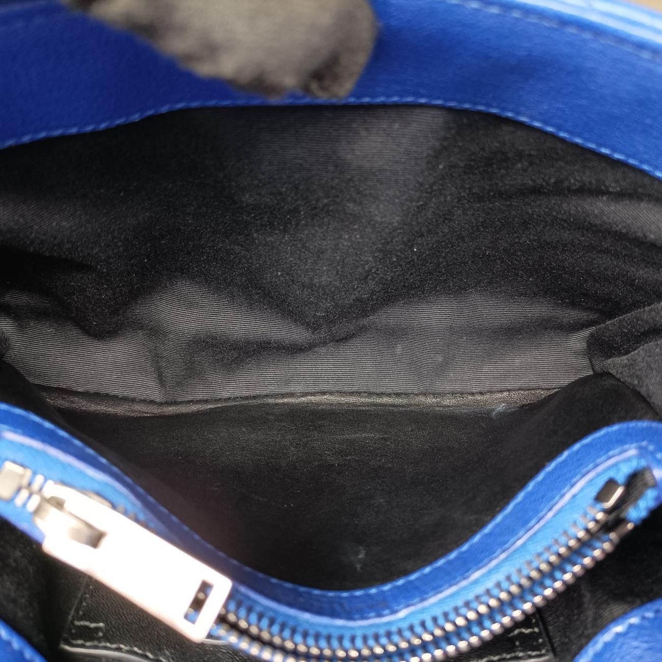 Saint Laurent Carre Blue Leather Shoulder — view 9
