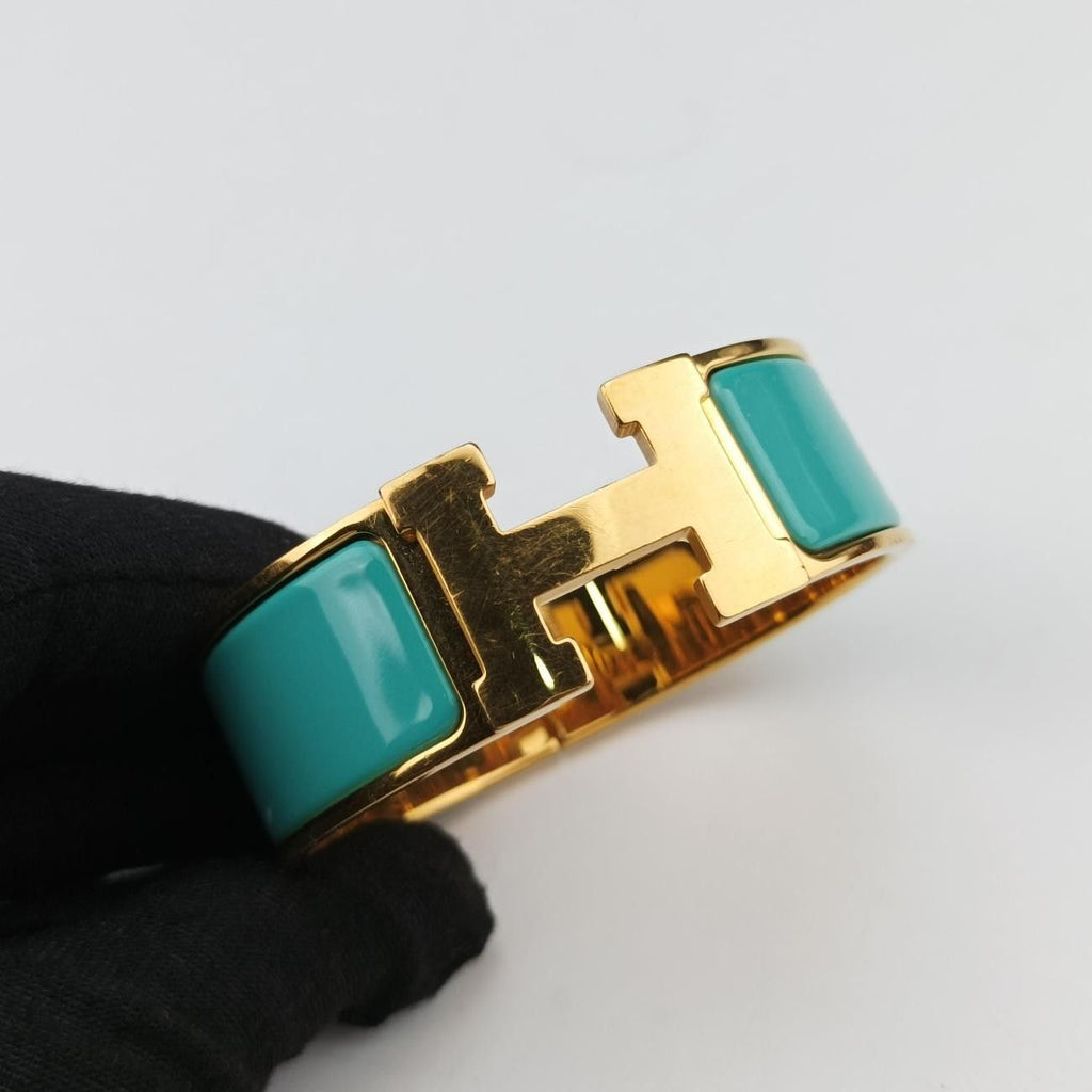 Hermes Clic Clac Blue Gold Bracelet — view 4