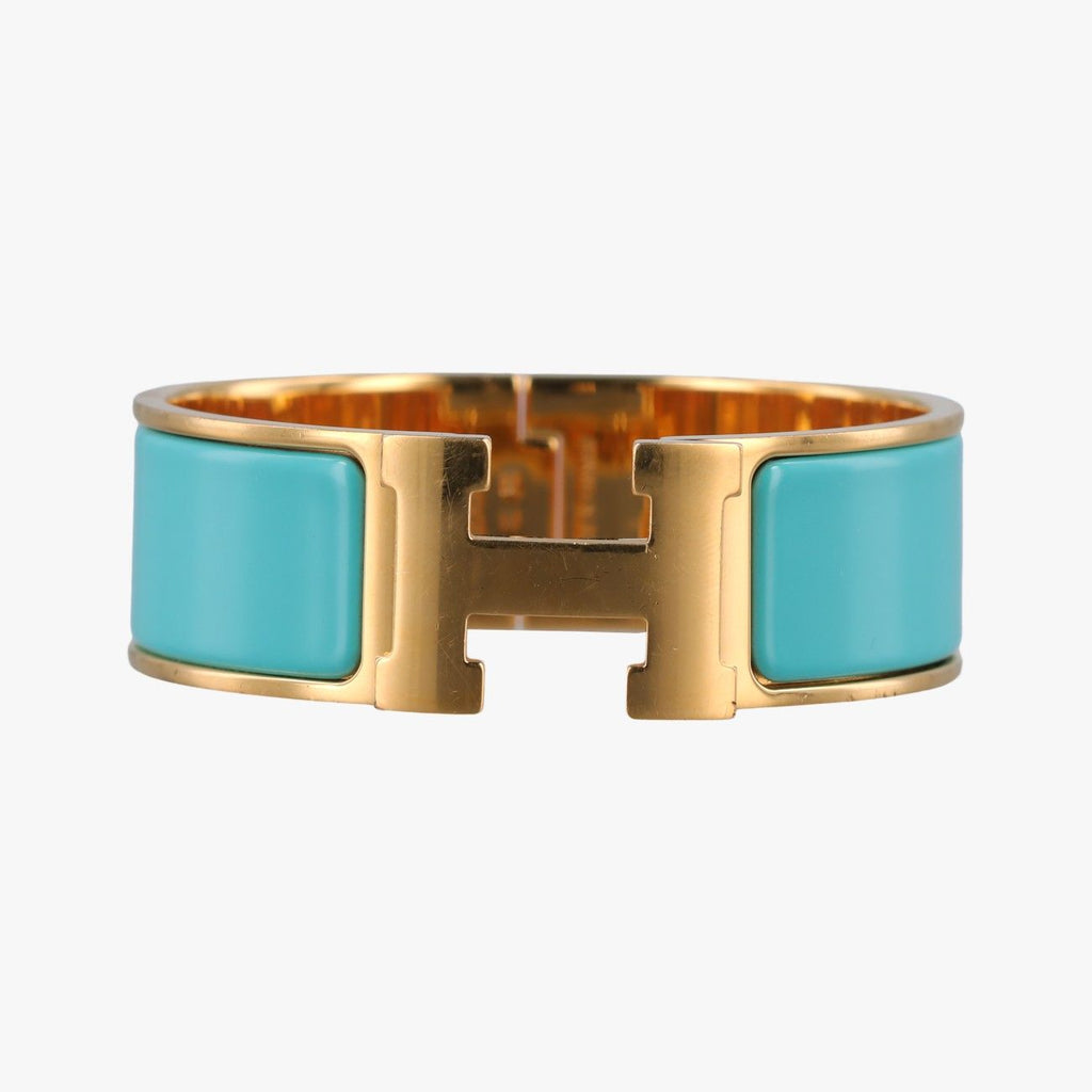 Hermes Clic Clac Blue Gold Bracelet