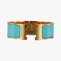 Hermes Clic Clac Blue Gold Bracelet