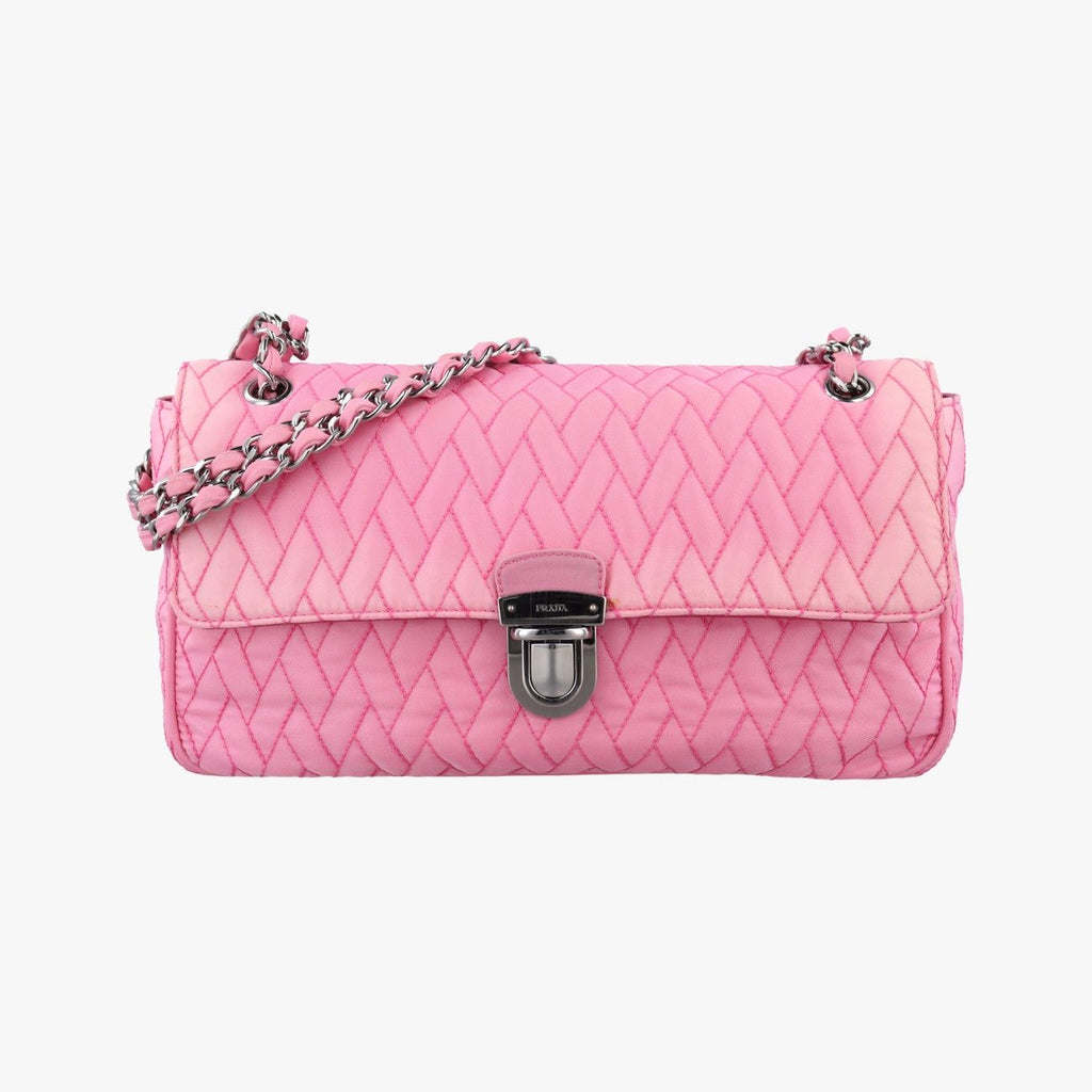 Prada Tessuto Impunture Push Lock Opa le Nylon Shoulder