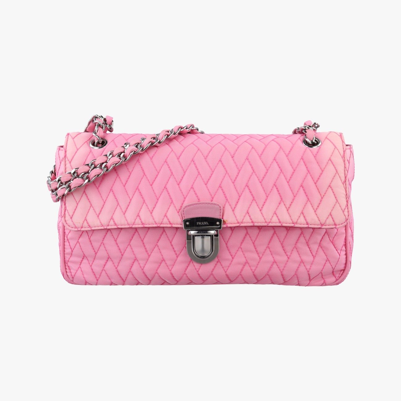 Prada Tessuto Impunture Push Lock Opa le Nylon Shoulder