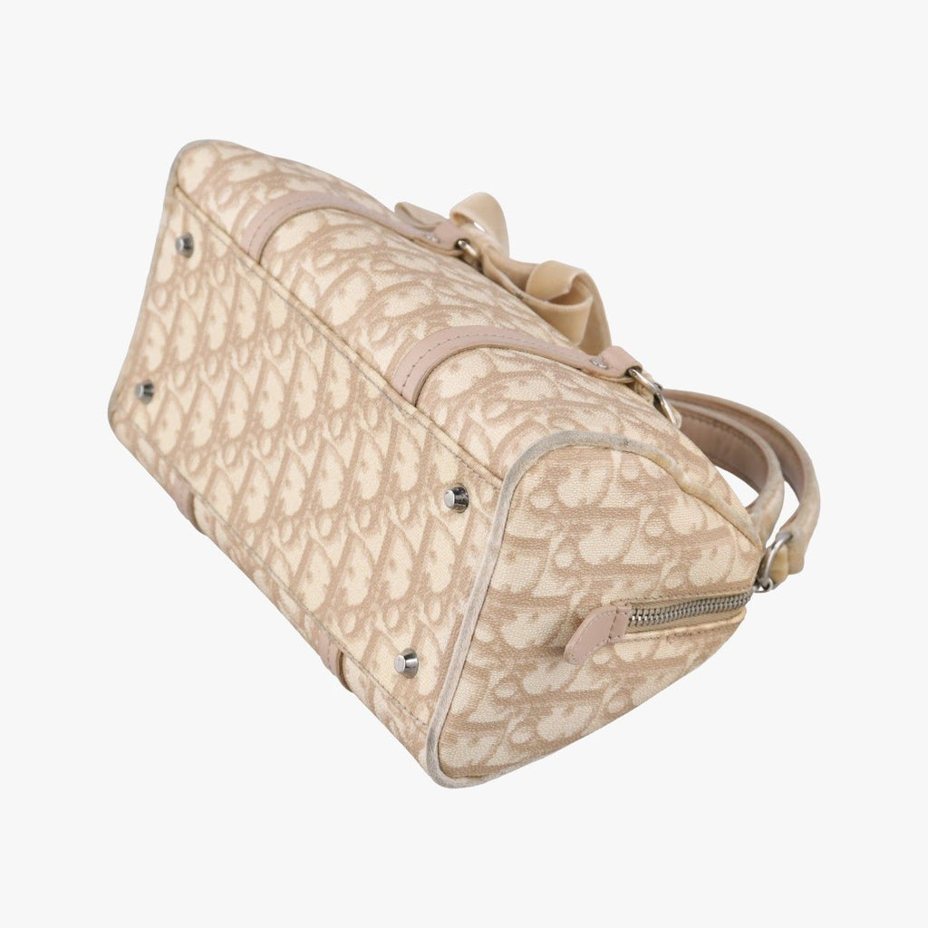 Dior Romantic Trotter Beige White Canvas Velour Handbag — view 4