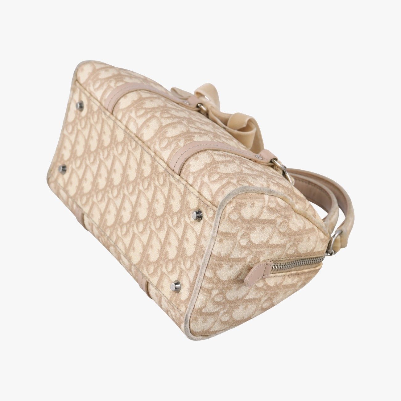 Dior Romantic Trotter Beige White Canvas Velour Handbag — view 4