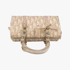 Dior Romantic Trotter Beige White Canvas Velour Handbag — view 8