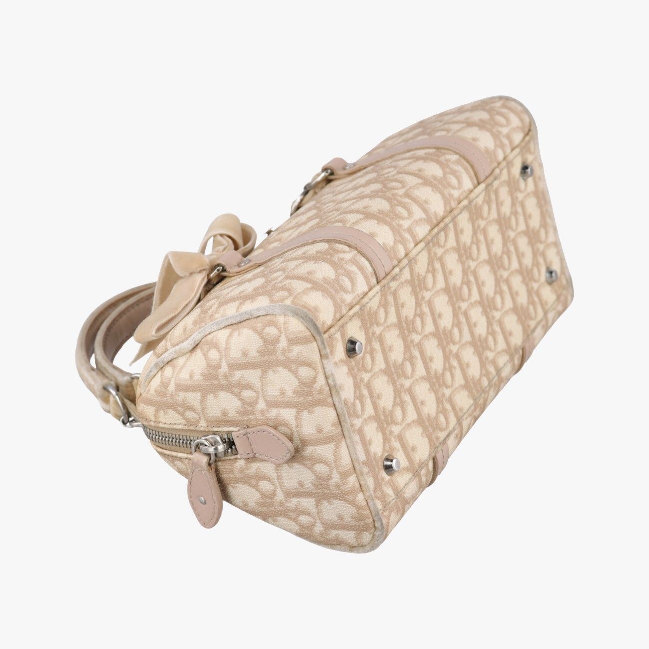 Dior Romantic Trotter Beige White Canvas Velour Handbag — view 5