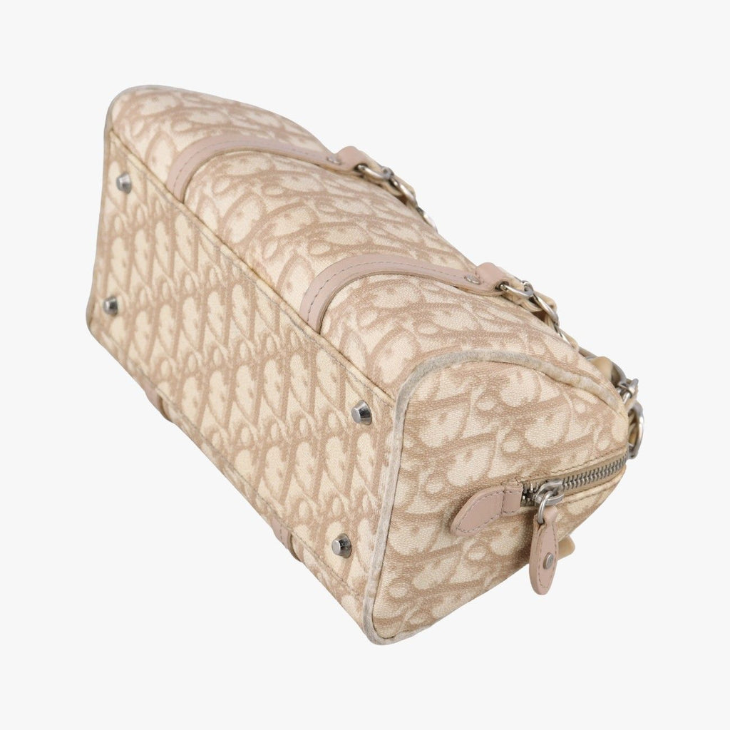 Dior Romantic Trotter Beige White Canvas Velour Handbag — view 6