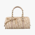 Dior Romantic Trotter Beige White Canvas Velour Handbag