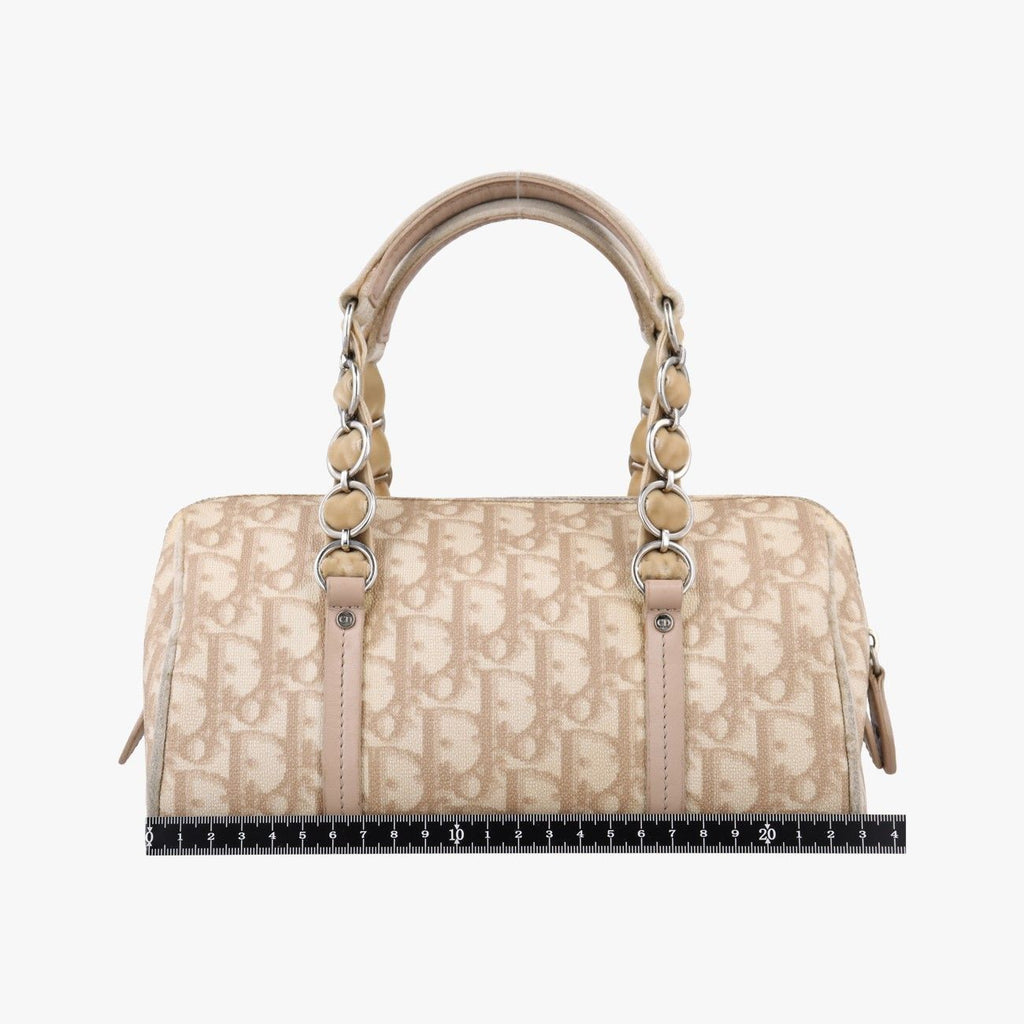 Dior Romantic Trotter Beige White Canvas Velour Handbag — view 2