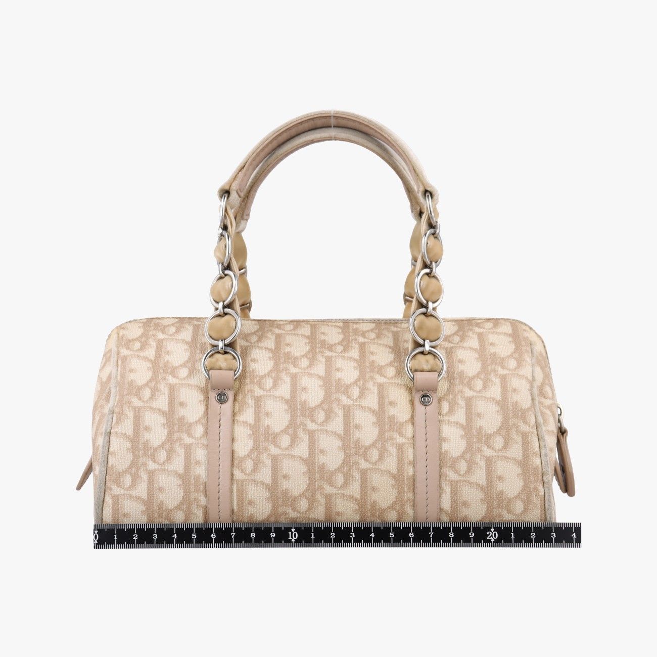 Dior Romantic Trotter Beige White Canvas Velour Handbag — view 2