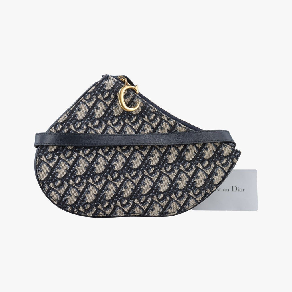 Dior Saddle Navy Gray Jacquard Shoulder