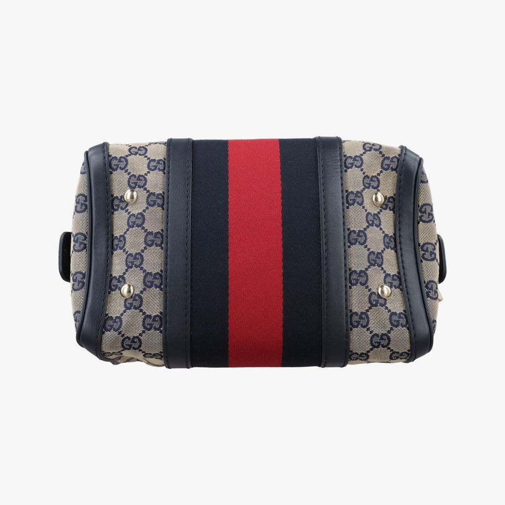 Gucci Sherry Line Navy Red Beige Canvas Leather Shoulder — view 3