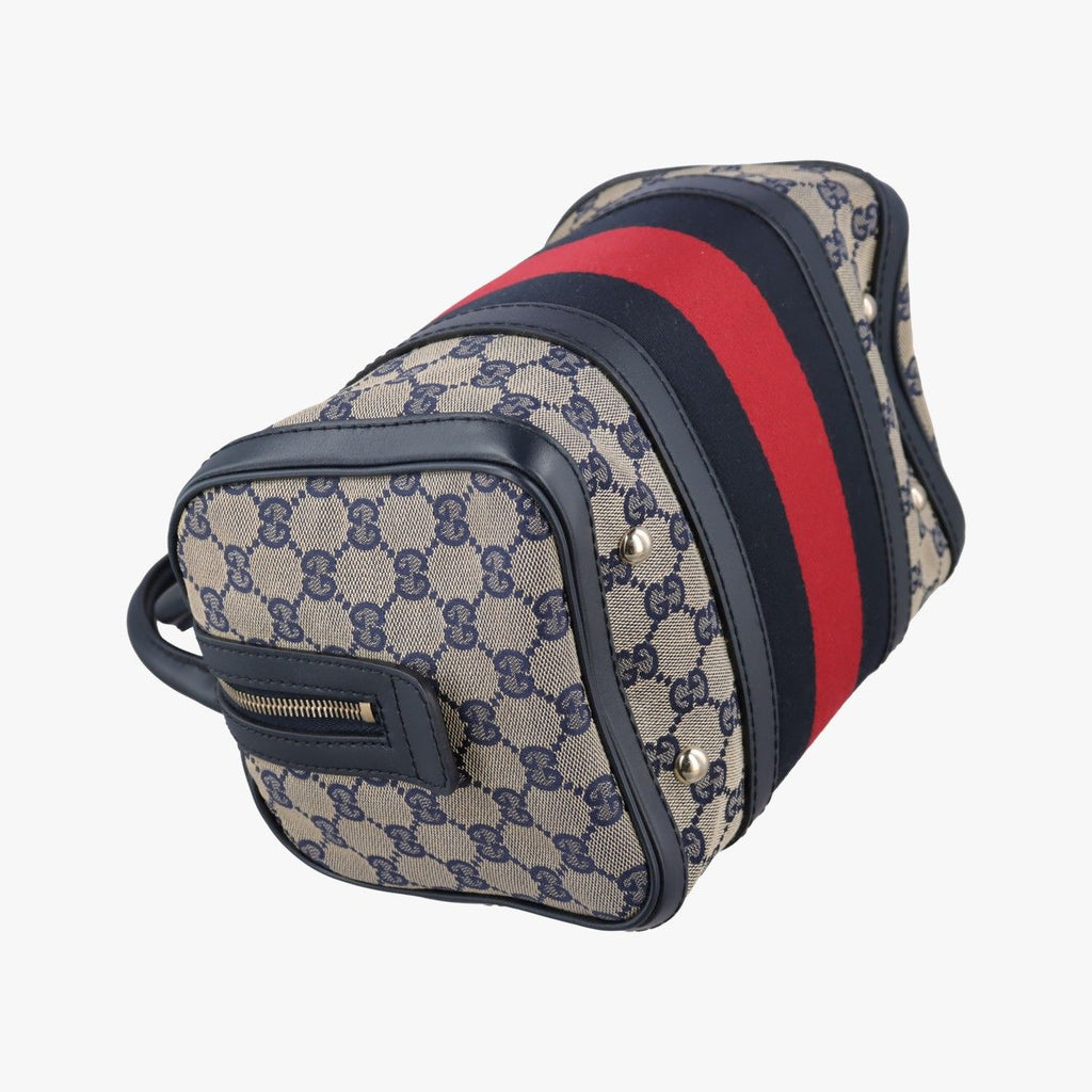 Gucci Sherry Line Navy Red Beige Canvas Leather Shoulder — view 5