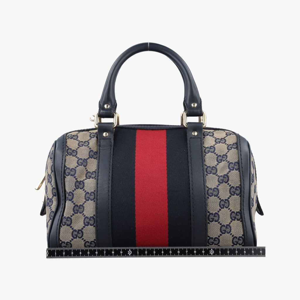 Gucci Sherry Line Navy Red Beige Canvas Leather Shoulder — view 2