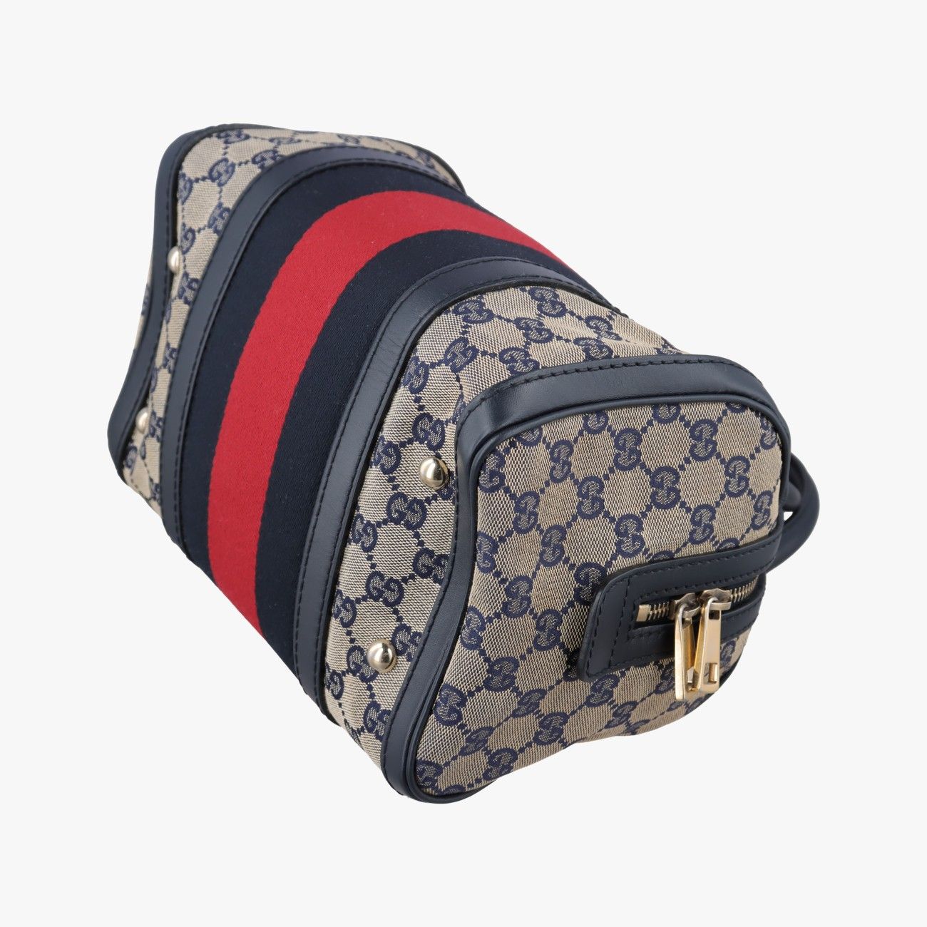 Gucci Sherry Line Navy Red Beige Canvas Leather Shoulder — view 4