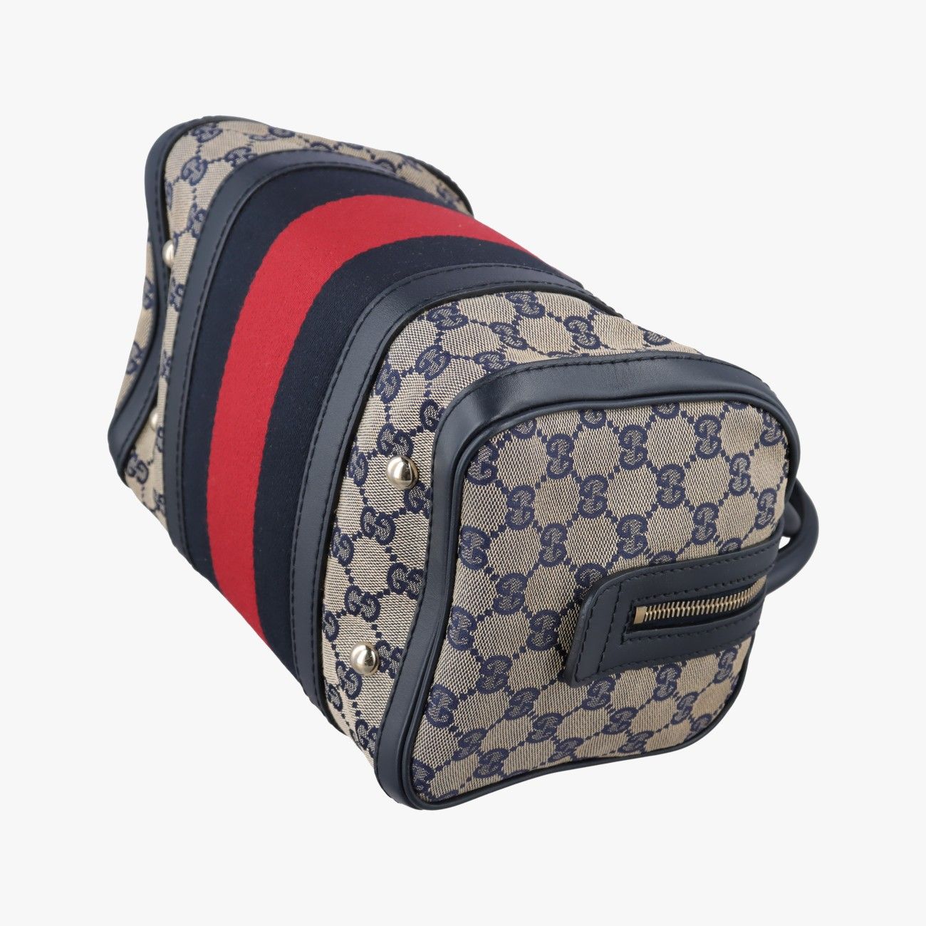 Gucci Sherry Line Navy Red Beige Canvas Leather Shoulder — view 6