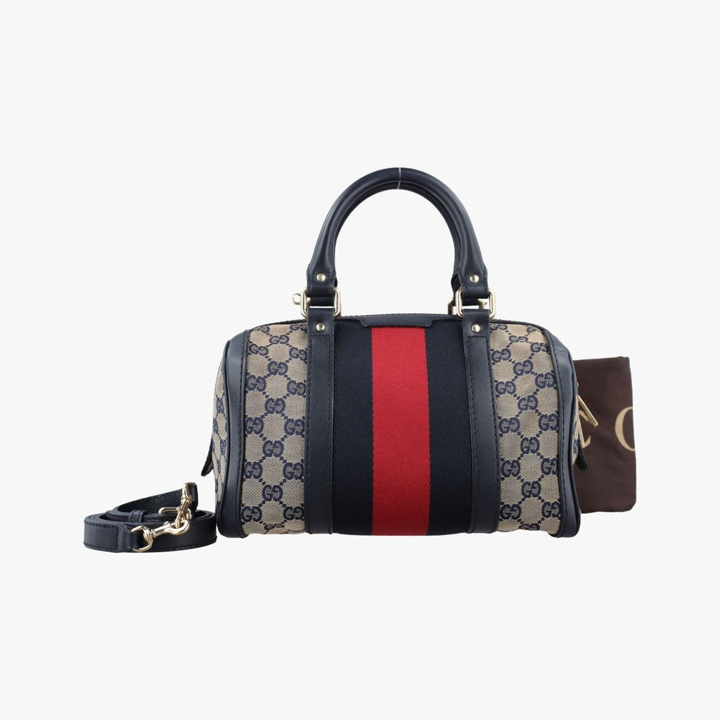 Gucci Sherry Line Navy Red Beige Canvas Leather Shoulder
