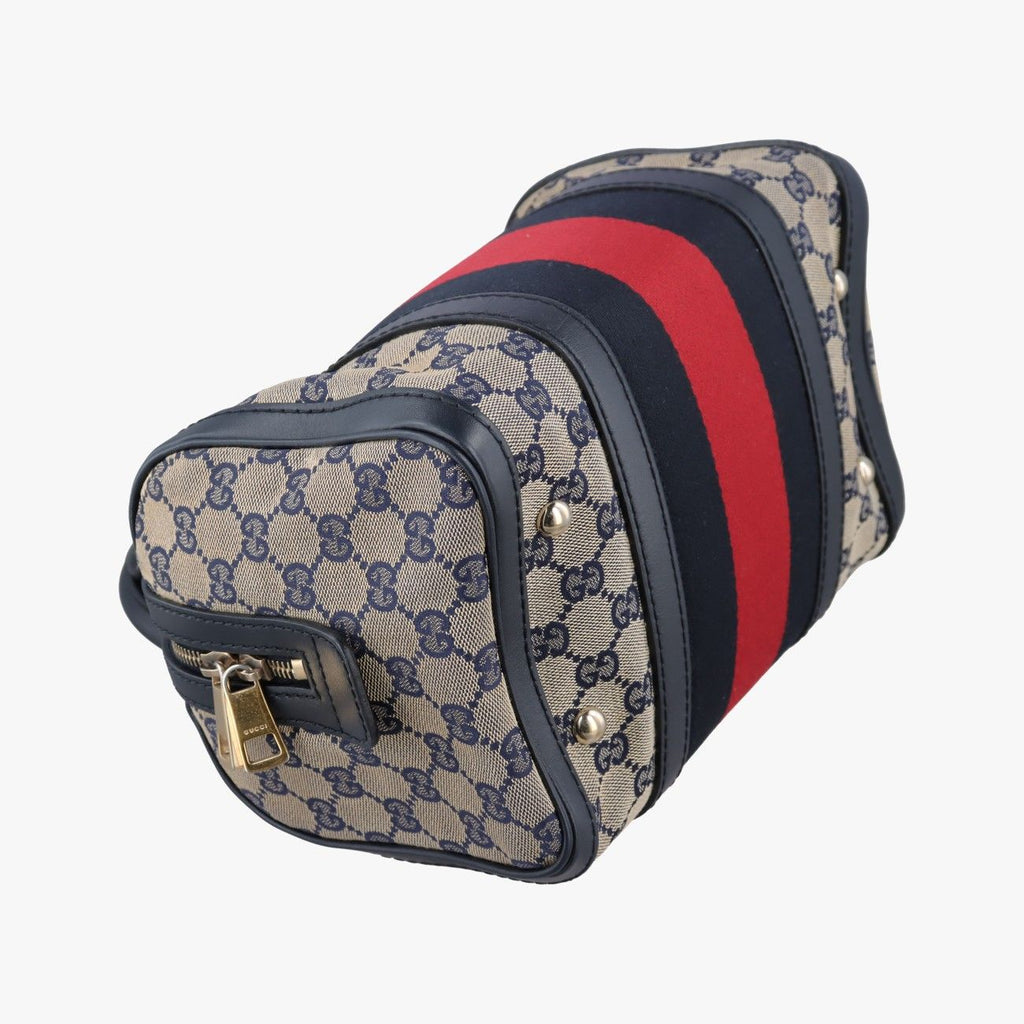 Gucci Sherry Line Navy Red Beige Canvas Leather Shoulder — view 7