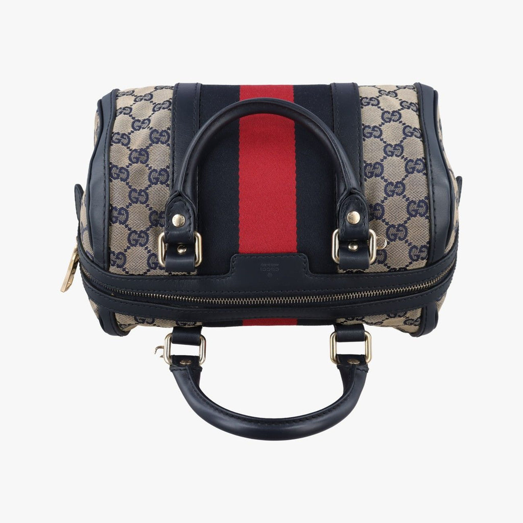 Gucci Sherry Line Navy Red Beige Canvas Leather Shoulder — view 8