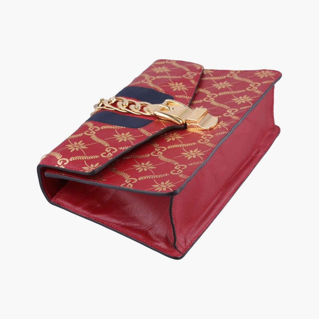 Gucci Sylvie Red Multicolor Leather Shoulder — view 5