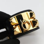 Hermes Collier de Chien Black Gold Leather Bracelet — view 5