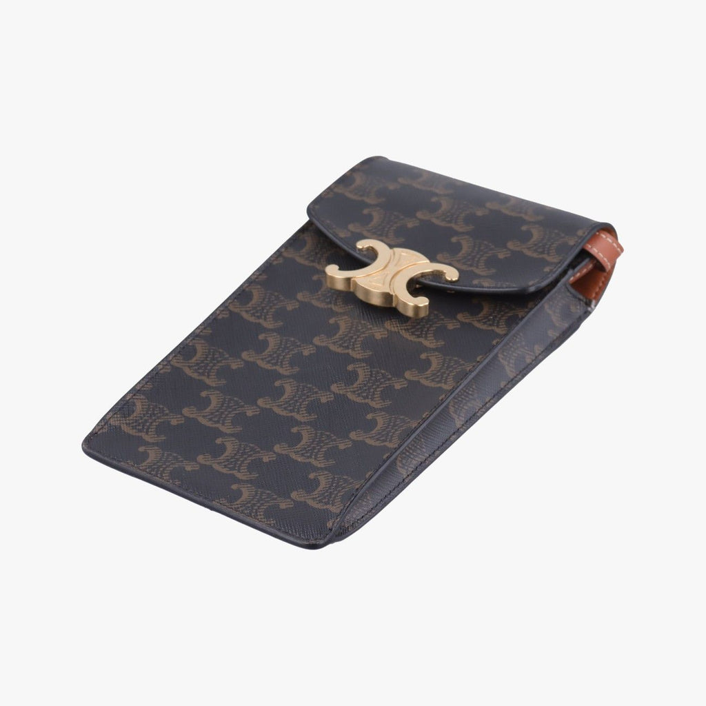 Celine Triomphe Brown Canvas Shoulder — view 4