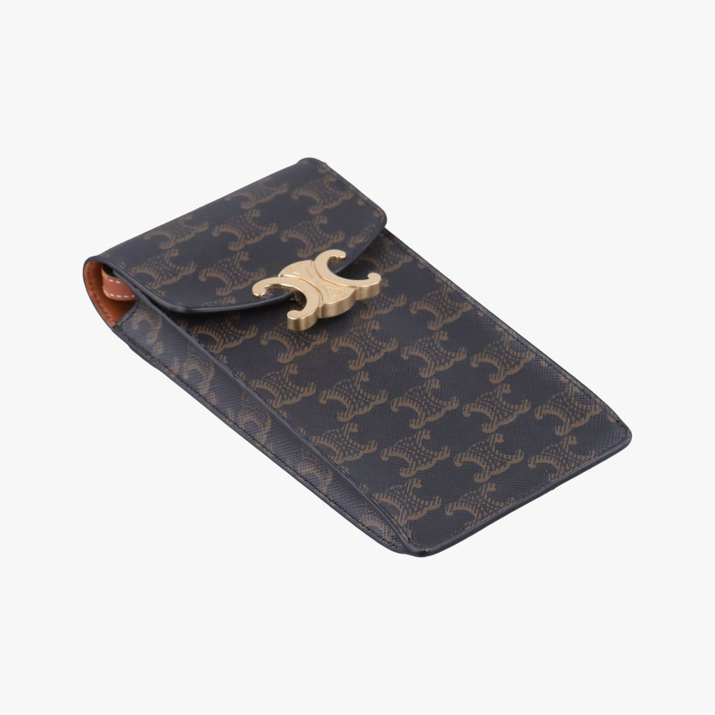 Celine Triomphe Brown Canvas Shoulder — view 5