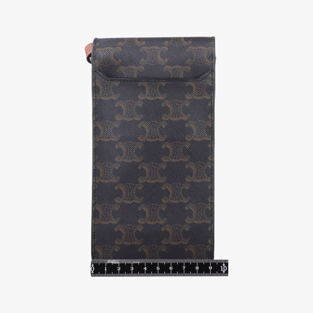 Celine Triomphe Brown Canvas Shoulder — view 2