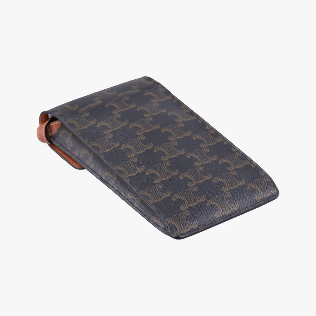 Celine Triomphe Brown Canvas Shoulder — view 7