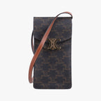Celine Triomphe Brown Canvas Shoulder