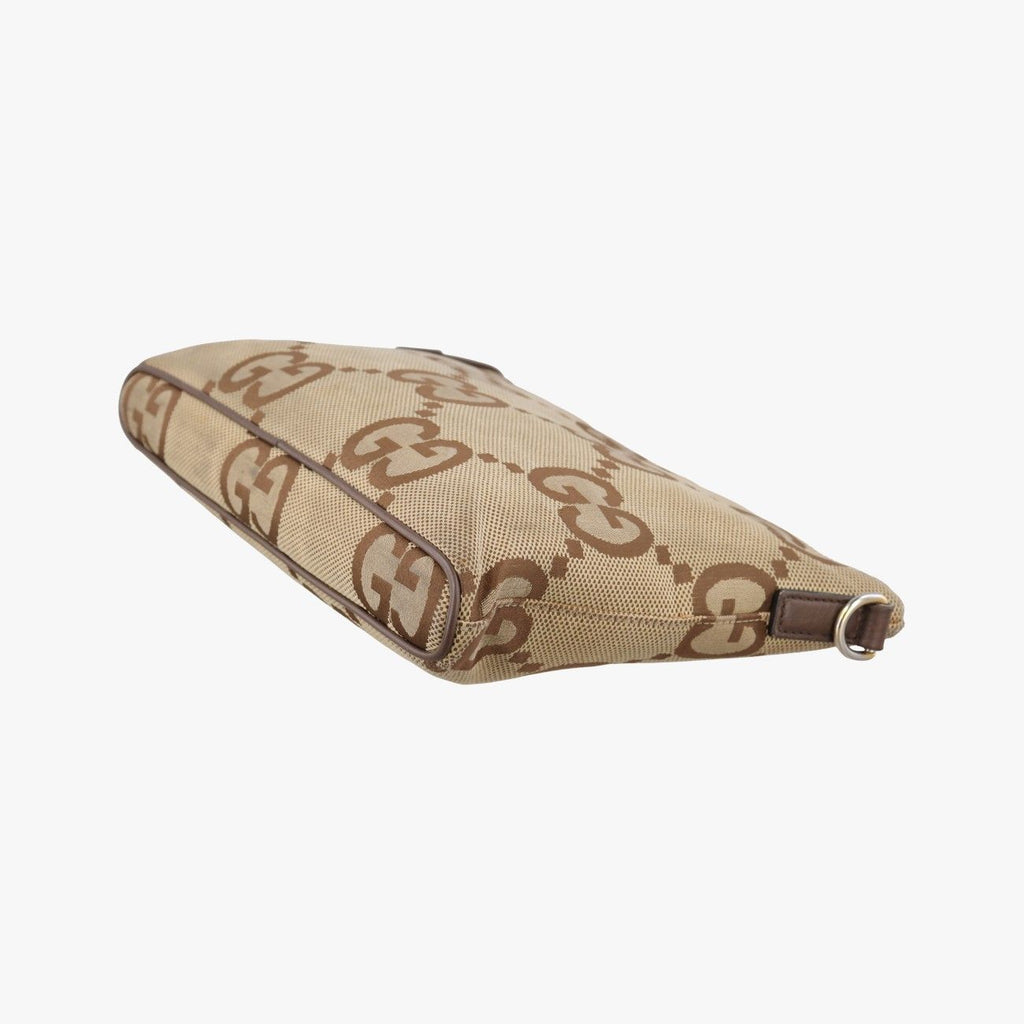 Gucci Jumbo GG Camel Ebony Canvas Leather Shoulder — view 6