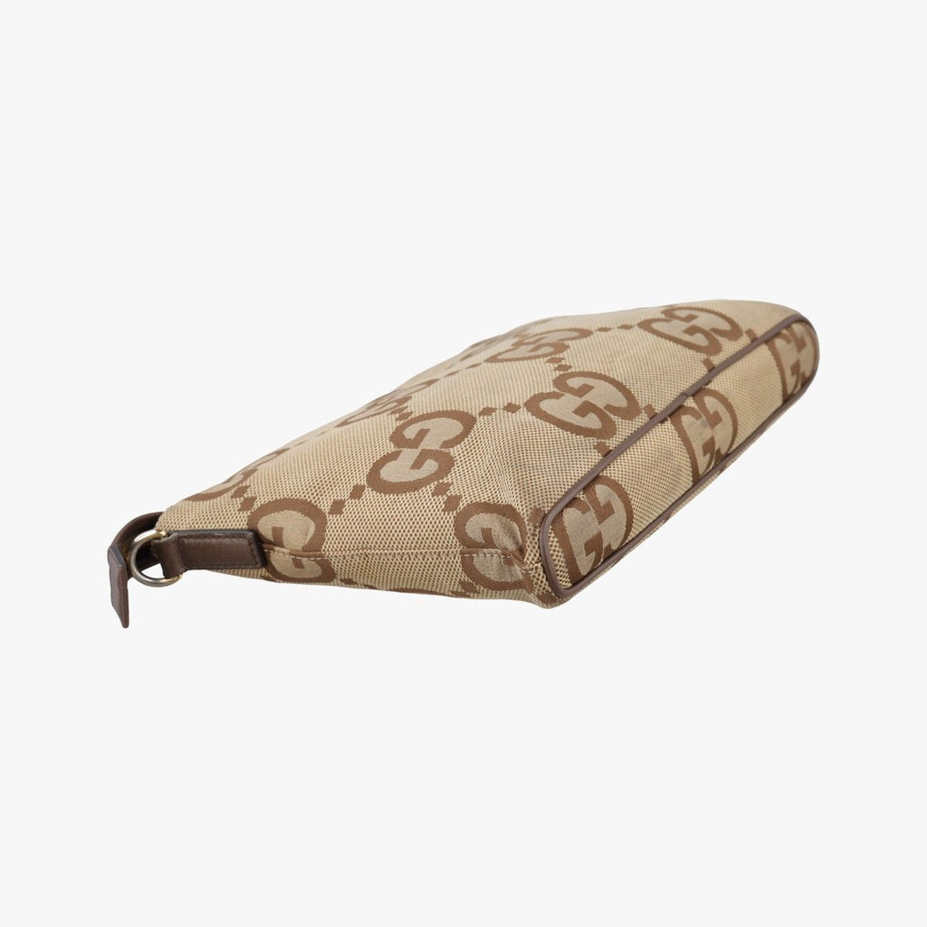 Gucci Jumbo GG Camel Ebony Canvas Leather Shoulder — view 7
