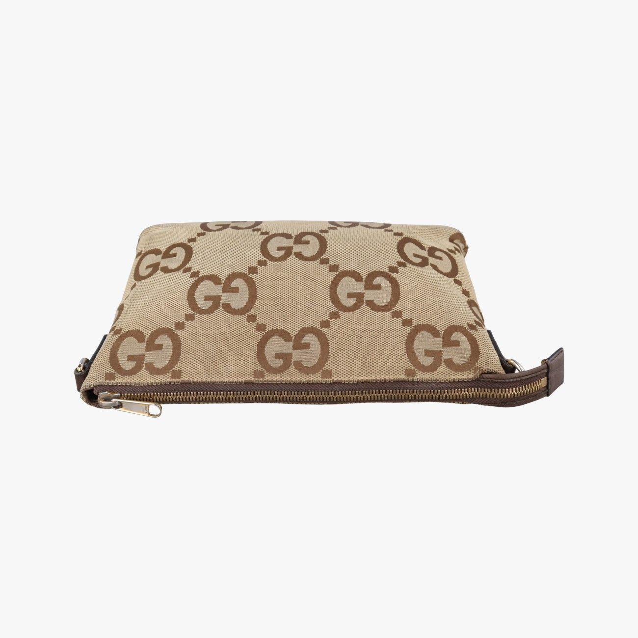 Gucci Jumbo GG Camel Ebony Canvas Leather Shoulder — view 8