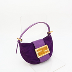 Fendi Mini Croissant Suede Leather Gold Shoulder