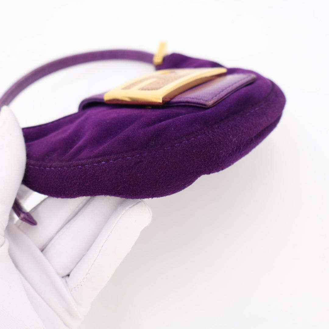 Fendi Mini Croissant Suede Leather Gold Shoulder — view 4
