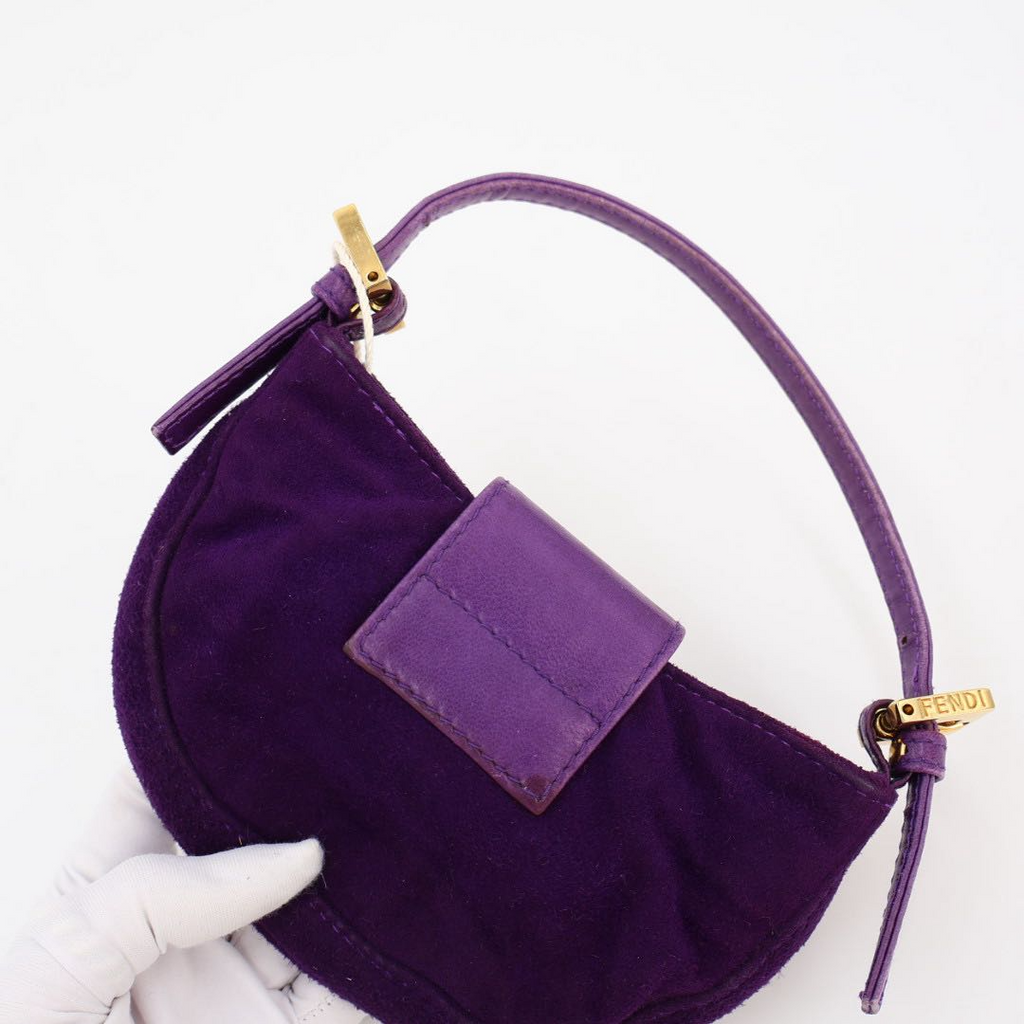 Fendi Mini Croissant Suede Leather Gold Shoulder — view 8