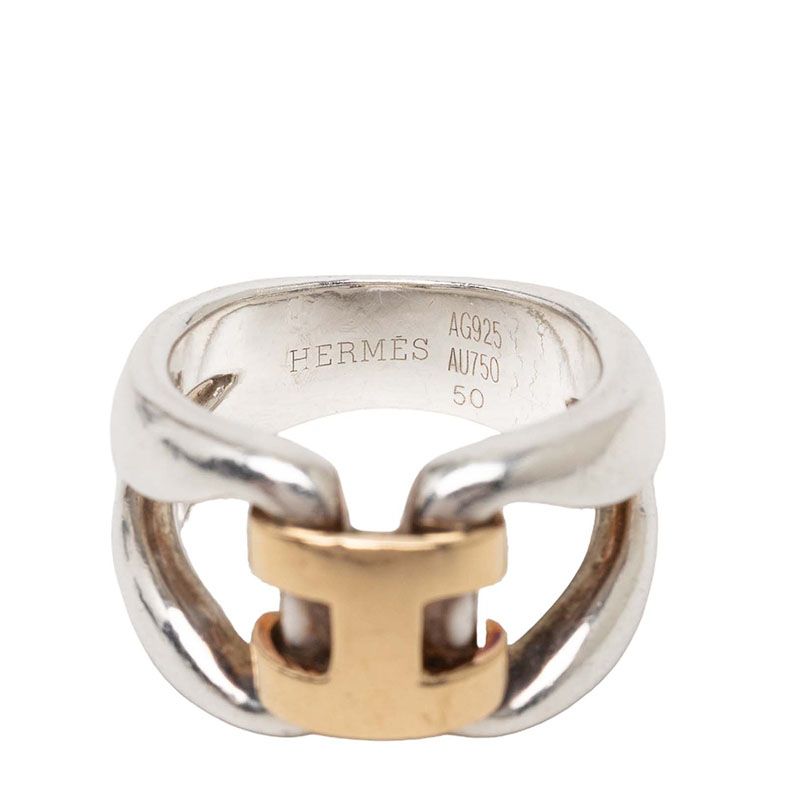 Hermes History Ring 50 18k Yellow Gold 750 Silver — view 4