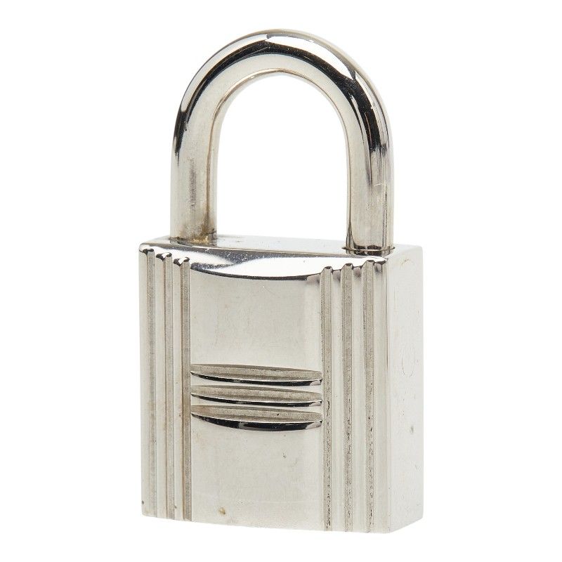 Hermes Cadena Padlock Key Set Silver Metal 1