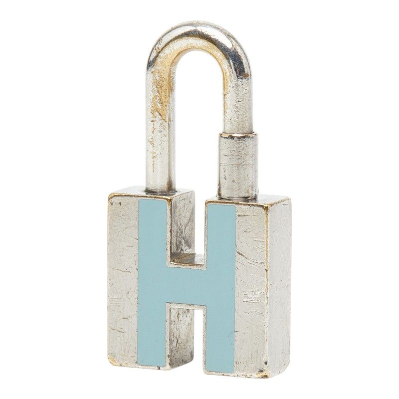 Hermes Cadena Charm Silver Blue Metal 1- Keychain