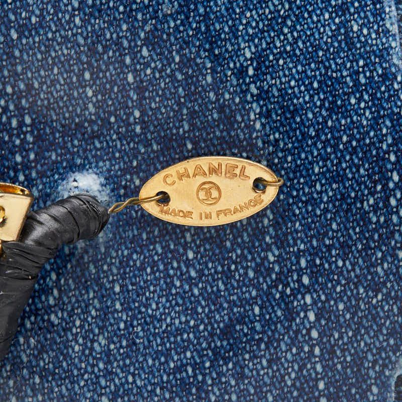 Chanel Large Camellia Denim Style Brooch Blue — view 3