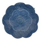 Chanel Large Camellia Denim Style Brooch Blue