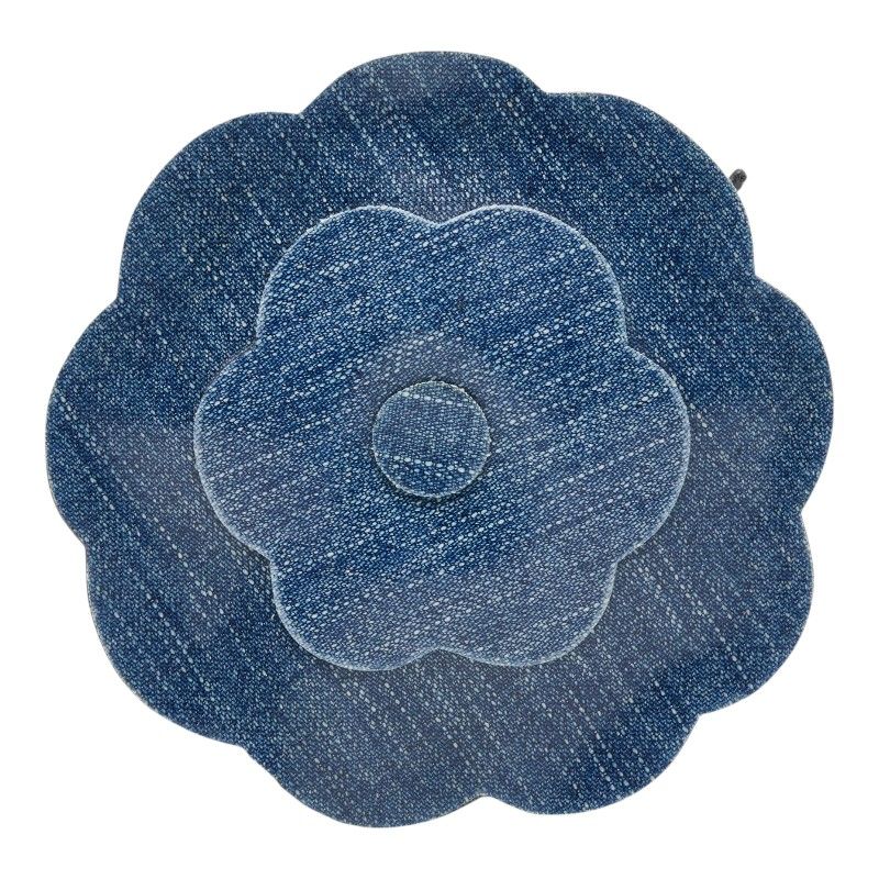 Chanel Large Camellia Denim Style Brooch Blue